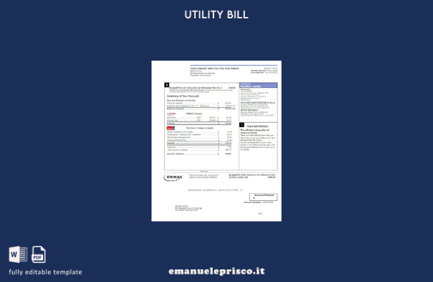 modello word di bolletta delle utenze Canada Enmax in stile verificato
